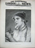 Original Old Antique Print 1888 Portrait Beautiful Woman Clarisse Kiesel 19th