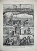 Original Old Antique Print 1888 Denison GMines Algoma Lake Huron Canada Prior