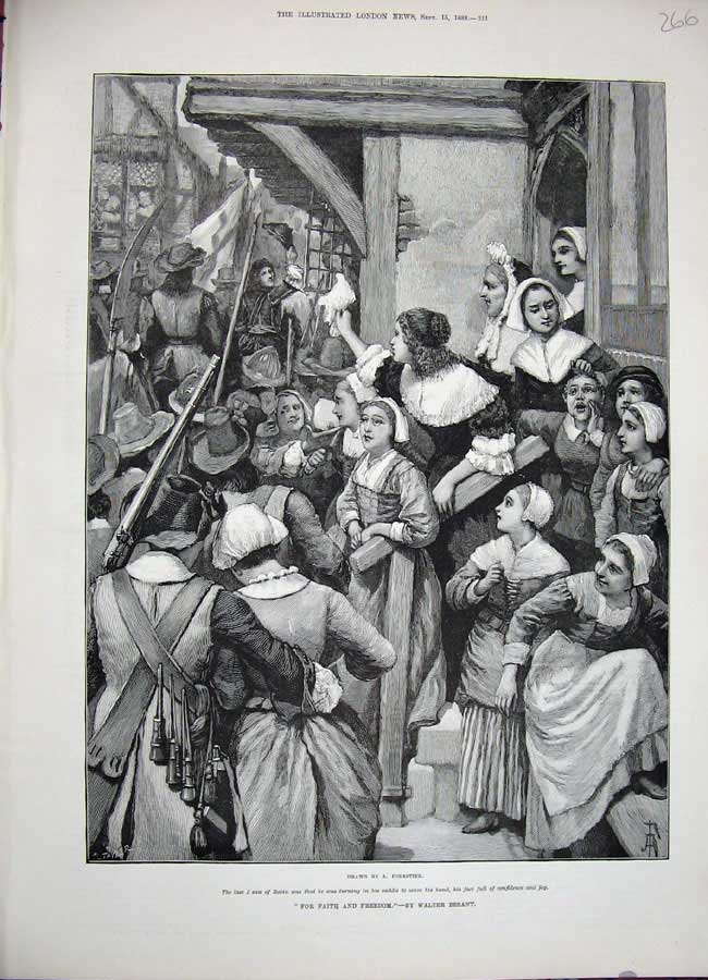 Old Antique Print 1888 Forestier Fine Art Women Men Street Weapons Guns 19th