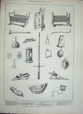 Old Antique Print 1888Historical Relics Bishops Castle Glasgow Exhibition 19th