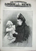 Original Old Antique Print 1888 Queen Grandchild Prince Alexander Battenberg
