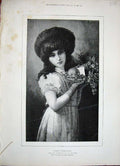 Old Antique Print 1888 Fine Art Beautiful Young Girl Birthday Friut Beek 19th