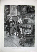Old Antique Print 1888 Forestier Fine Art Man Woman Music Spinnet Cello 19th