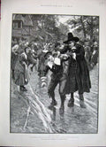 Original Old Antique Print 1888 Forestier Fine Art Man Little Boy Street People