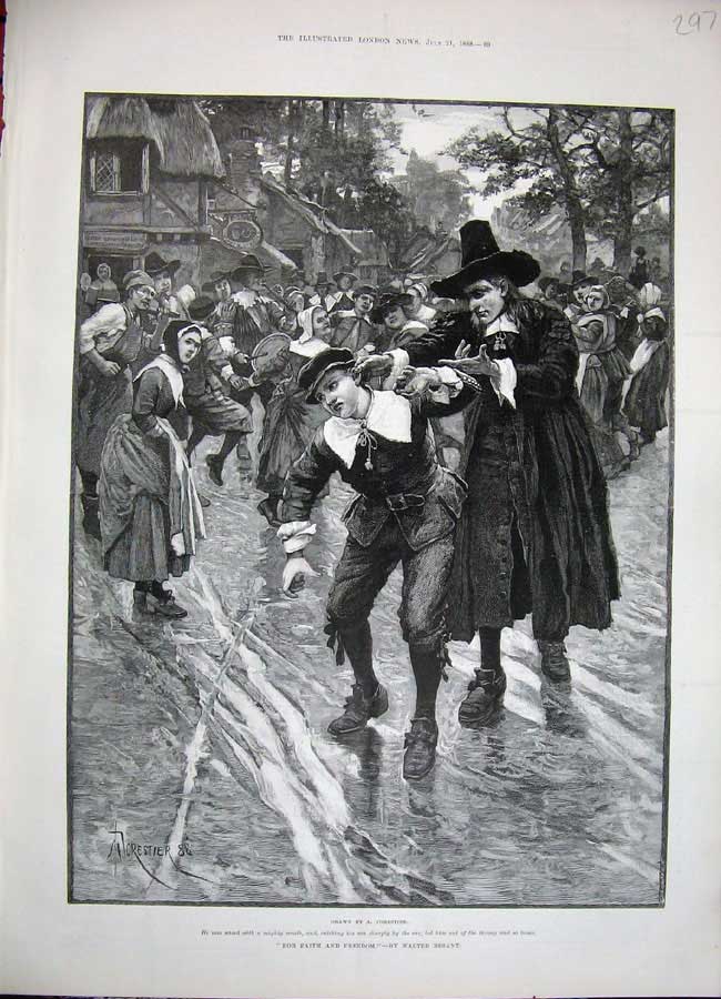Original Old Antique Print 1888 Forestier Fine Art Man Little Boy Street People