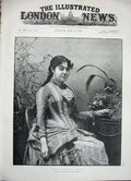 Original Old Antique Print 1888 Portrait Queen Natalie Servia Lady Art 19th