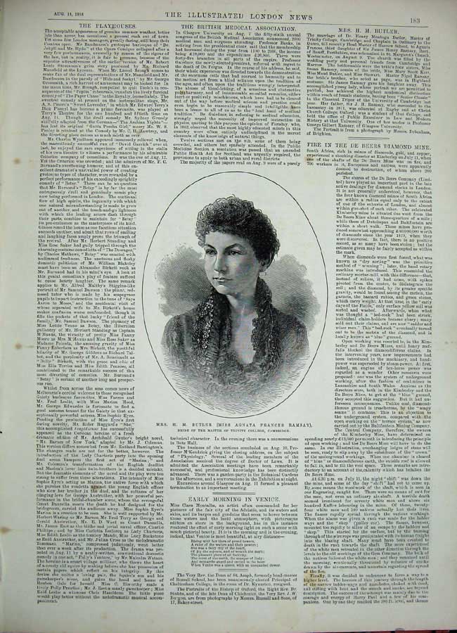 Old Antique Print 1888 Venice Diamond Mine Africa Butler Trinity College 19th