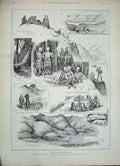 Old Antique Print 1888 Black Mountain Kotkai Punjaub Maidan War Infantry 19th