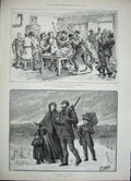 Old Antique Print 1888 Boxing Sport Majesty Theatre Servia Christmas Gun 19th