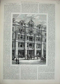 Old Antique Print 1888 Pears Business Office Oxford Street London Hall 19th