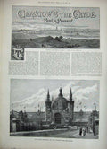 Original Old Antique Print 1888 Glasgow Bothwell Castle Clyde Cora Linn Falls