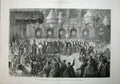 Original Old Antique Print 1888 German Emperor William Reichstag Speech Throne
