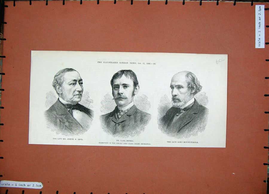 Old Antique Print 1888 Portrait Joseph Levy Carl Peters Lord Mount-Temple 19th