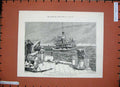 Original Old Antique Print 1888 Naval Manoeuvres Longships War Sea Sketch 19th