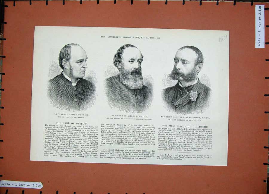 Old Antique Print 1888 Francis Pigou Rev. Alfred Earle Onslow Zealand Men 19th