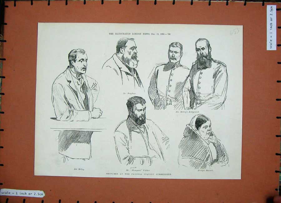 Old Antique Print 1888 Sketches Parnell Inquiry Commission Bingham Molloy 19th