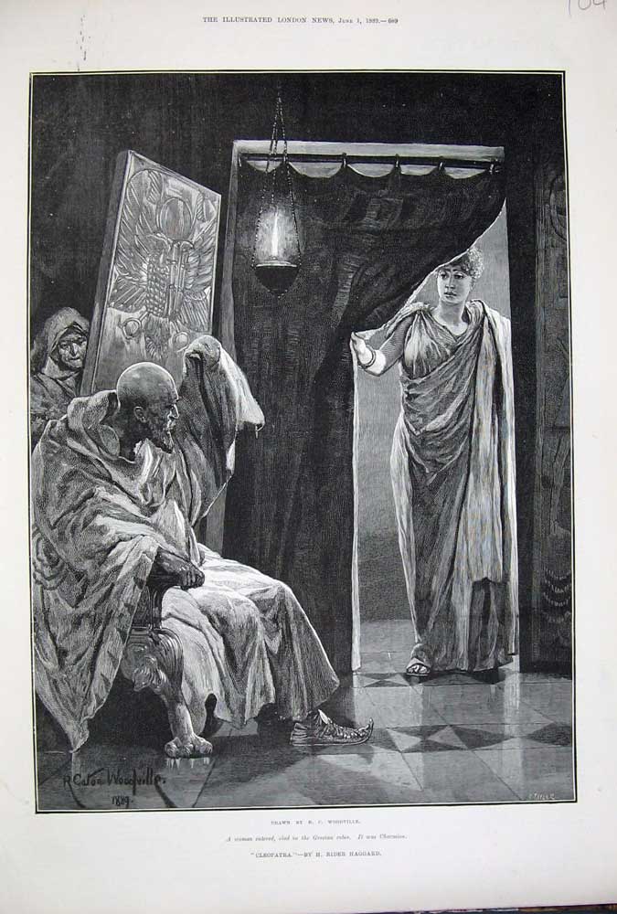 Original Old Antique Print 1889 Woodville Fine Art Woman Grecian Robes Charmion