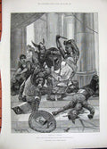 Old Antique Print 1889 Woodville Fine Art Cleopatra Brennus Death Battle 19th