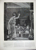 Original Old Antique Print 1889 Woodville Fine Art Cleopatra Pharaoh Handmaiden