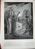 Original Old Antique Print Woodville Fine Art 1889 Roman Temples Elephants Sun