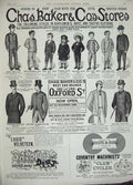 Original Old Antique Print 1889 Advertisement Baker Clothing Cycles Velveteen