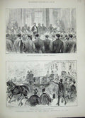 Old Antique Print 1889Salle Glaces Versailles France Elysee Palace Carnot 19th