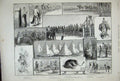 Original Old Antique Print 1889 Army Camp Officers Tents War Horses Siers 19th