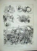 Original Old Antique Print 1889 Ice Carnival Royal Albert Hall Winslow Tibbits