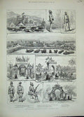 Old Antique Print 1889 Duke Duchess Connaught Hyderabad India Bushir-Bagh 19th