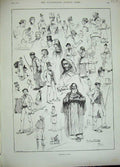 Original Old Antique Print 1889 Sketches Paris France People Men Women 19th