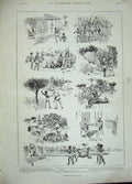 Old Antique Print 1889 Tiger Shooting India Sport Men Natives Guns Camel 19th