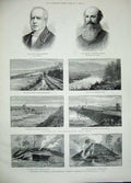 Antique Old Print 1889Australia Eversley Oliphant Railway Cook Manchester 19th