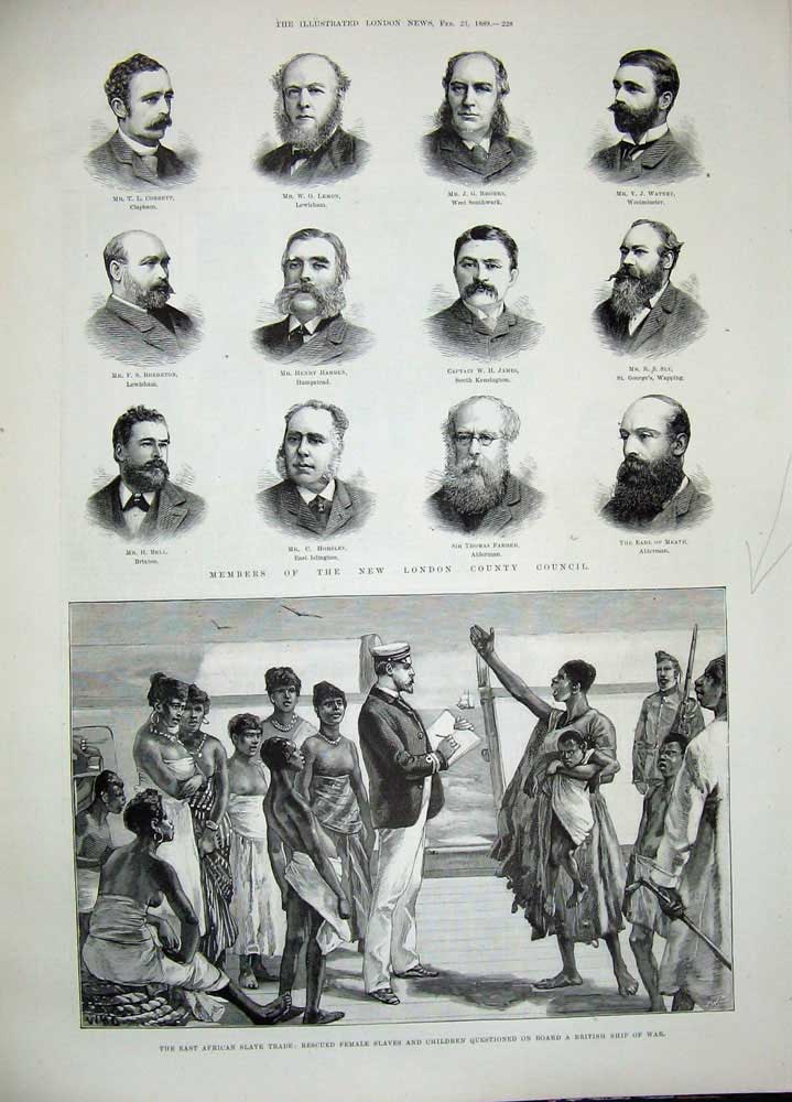 Original Old Antique Print 1889 Princess Theatre Good Times London Slave Ship