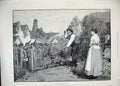 Original Old Antique Print 1889 Fine Art Man Garden Siers Marcing Street 19th
