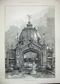 Original Old Antique Print 1889 Paris Exhibition France Central Dome Statue