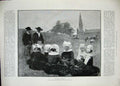 Original Old Antique Print 1889 Bretonnes Au Pardon Nuns Church Country Village