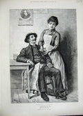 Old Antique Print 1889 Rainey Fine Art Man Woman Romance Flower Primrose 19th