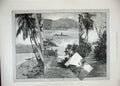 Old Antique Print 1889 Somoa Islands Pango Harbour Apia Tongatabu Upolu 19th