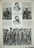 Original Old Antique Print 1889 Maund Umshete Imbezu Matabele Siers Babyjane