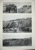 Old Antique Print 1889 Railway Crash Armagh Ireland Train Engine Carriage 19th