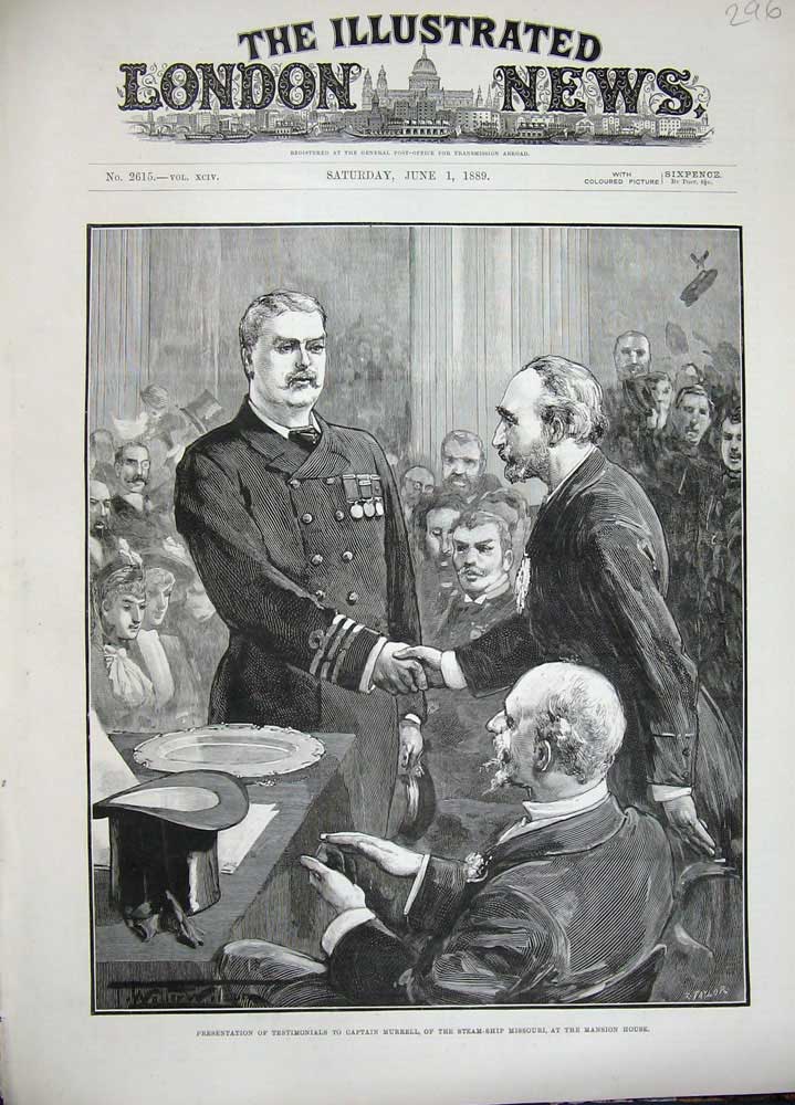 Original Old Antique Print 1889 Testimonials Captain Murrell Mansion House 19th