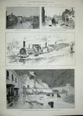 Original Old Antique Print 1889 Paris Rue Bergere Horse Railway Train Bristol
