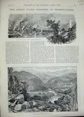 Old Antique Print 1889 Flood Pennsylvania America Conemaugh Valley Sang 19th