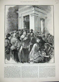 Old Antique Print 1889 One Ash Rochdale Workpeople Bright Coffin Funeral 19th