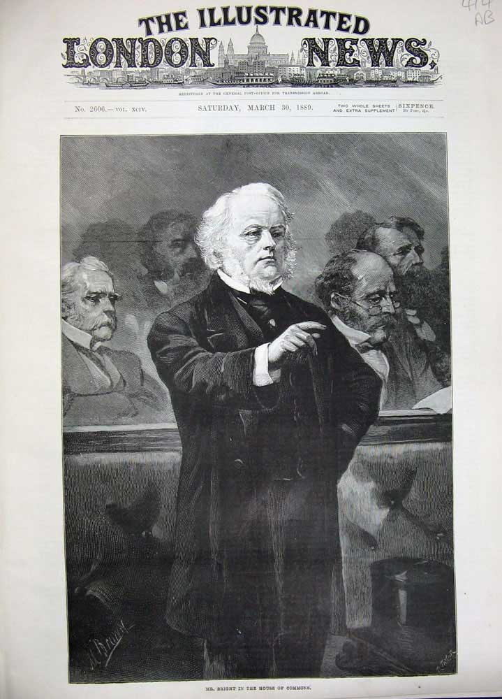Old Antique Print 1889 Mr Bright House Commons One Ash Greenbank House 19th