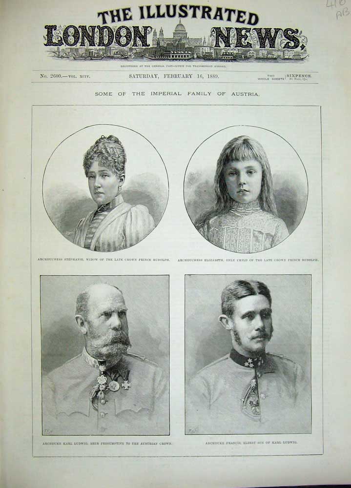 Old Antique Print 1889 Austria Prince Stephanie Francis Ludwig Capuchin 19th