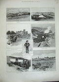 Old Antique Print 1889 Spain Railway Bridge Zafra Huelva Zafra Guadiana 19th