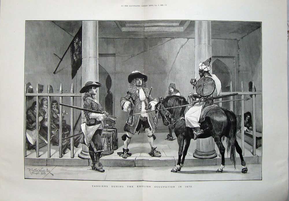 Antique Old Print 1889 Woodville Fine Art Tangiers English Occupation War 19th