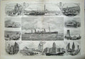 Old Antique Print 1889 Belgian Mail Steam Boat Princesse Josephine Ship 19th