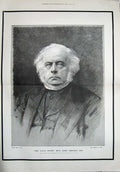 Original Old Antique Print 1889 Portrait John Bright Member Parliament Man